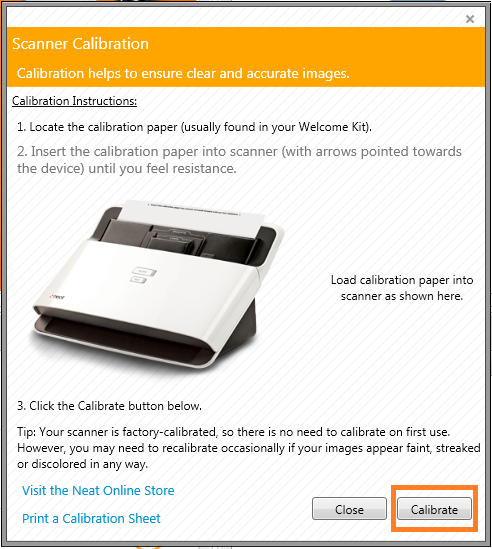 Neat Windows - Calibrate the NeatDesk Scanner - Step 3