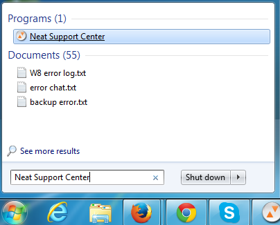 Neat Windows - Obtain your neat error log - step 1
