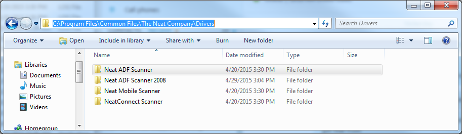 neat scanner drivers model scsa4601eu